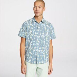 VRST Men's Light Sand Washed Floral Button Down Shirt